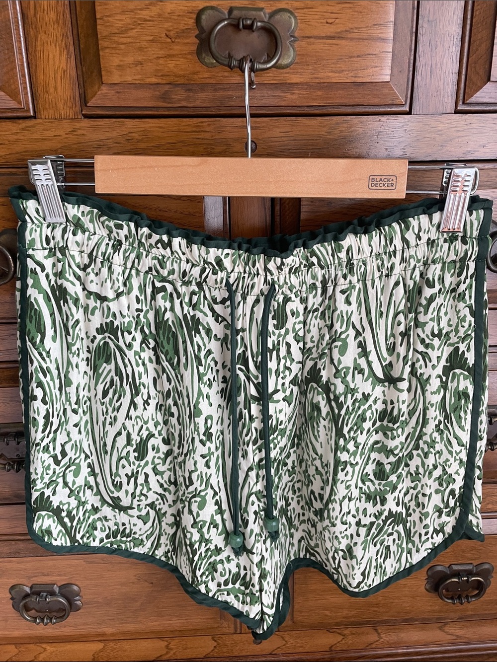 Zara Green Paisley-Print Athletic Shorts